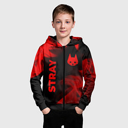 Толстовка на молнии детская Stray - red gradient вертикально, цвет: 3D-черный — фото 2