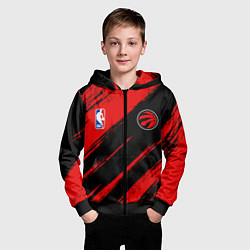 Толстовка на молнии детская Торонто Рэпторс - красные потертости, цвет: 3D-черный — фото 2