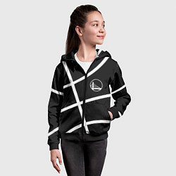 Толстовка на молнии детская Голден Стэйт Уорриорз - текстура черного мяча, цвет: 3D-черный — фото 2