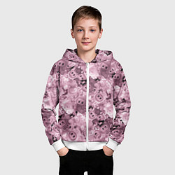 Толстовка на молнии детская Розовые лабубы паттерн, цвет: 3D-белый — фото 2