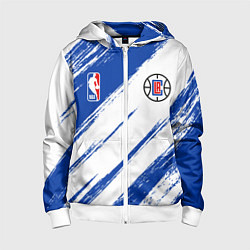 Толстовка на молнии детская Клипперс - синяя краска, цвет: 3D-белый
