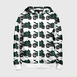 Детская толстовка на молнии Motorbike dark green
