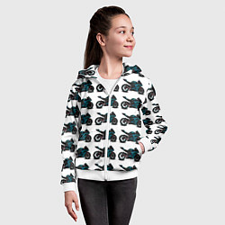 Толстовка на молнии детская Motorbike blue, цвет: 3D-белый — фото 2