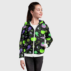 Толстовка на молнии детская Halloween black pumpkin pattern, цвет: 3D-белый — фото 2