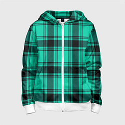 Толстовка на молнии детская Checkered turquoise, цвет: 3D-белый
