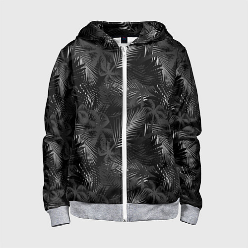 Детская толстовка на молнии Palm black and white / 3D-Меланж – фото 1