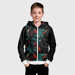 Толстовка на молнии детская Демоны Они - нейроарт, цвет: 3D-белый — фото 2