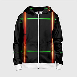 Детская толстовка на молнии Color black green orange lines
