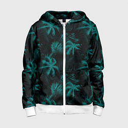 Толстовка на молнии детская Palm light blue dark, цвет: 3D-белый