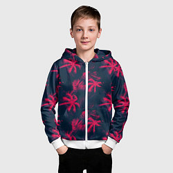 Толстовка на молнии детская Palm pink black, цвет: 3D-белый — фото 2