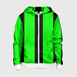 Толстовка на молнии детская Color green black line, цвет: 3D-белый