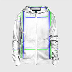 Детская толстовка на молнии Neon white green light blue