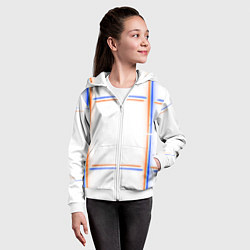 Толстовка на молнии детская Neon white orange blue, цвет: 3D-белый — фото 2