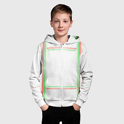 Толстовка на молнии детская Neon light green red, цвет: 3D-белый — фото 2