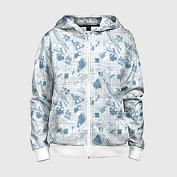 Детская толстовка на молнии Мемфис синий с серым клетчатый геометрический узор