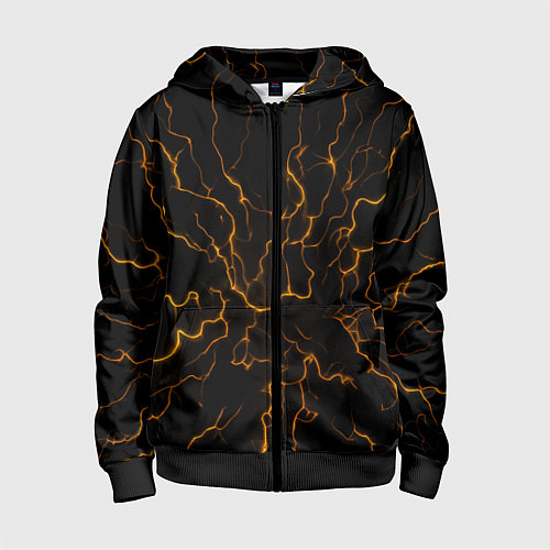 Детская толстовка на молнии Разряды электричества текстура / 3D-Черный – фото 1