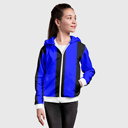 Толстовка на молнии детская Color blue black stripes, цвет: 3D-белый — фото 2