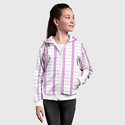 Толстовка на молнии детская Color white cage pink line, цвет: 3D-белый — фото 2