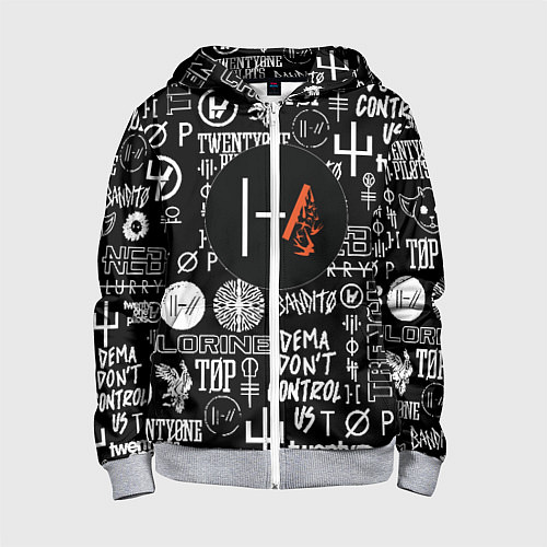 Детская толстовка на молнии Twenty one pilots rock logo / 3D-Меланж – фото 1