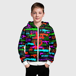 Толстовка на молнии детская Doom шутер паттерн, цвет: 3D-белый — фото 2
