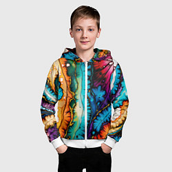 Толстовка на молнии детская Разноцветный узор, цвет: 3D-белый — фото 2
