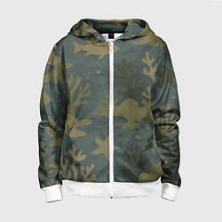 Толстовка на молнии детская Подводный камуфляж из рыб, цвет: 3D-белый