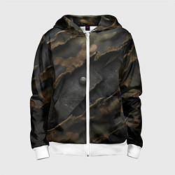 Толстовка на молнии детская Камуфляжная ткань на металле, цвет: 3D-белый