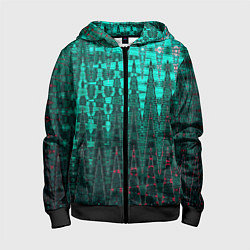 Толстовка на молнии детская Нефритовый зелёный абстракция, цвет: 3D-черный