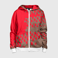 Детская толстовка на молнии Абстрактные алые пятна на цвете какао