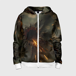 Толстовка на молнии детская Следы от пуль на камуфляже, цвет: 3D-белый