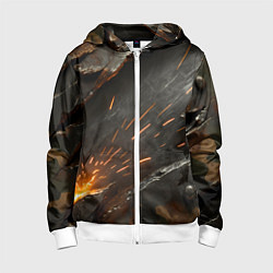 Детская толстовка на молнии Искры метала под камуфляжем