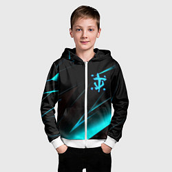 Толстовка на молнии детская Doom neon stripes, цвет: 3D-белый — фото 2