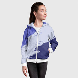 Толстовка на молнии детская Сине-голубые неравномерные полосы, цвет: 3D-белый — фото 2