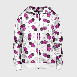Толстовка на молнии детская Персонажи корейского сериала игра в кальмара, цвет: 3D-белый