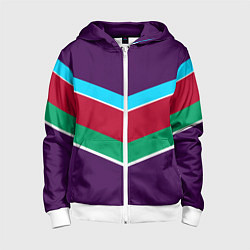 Толстовка на молнии детская Фиолетовый с полосами, цвет: 3D-белый