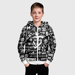 Толстовка на молнии детская Doom логотипы всех игр, цвет: 3D-белый — фото 2