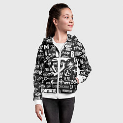 Толстовка на молнии детская Doom логотипы всех игр, цвет: 3D-белый — фото 2