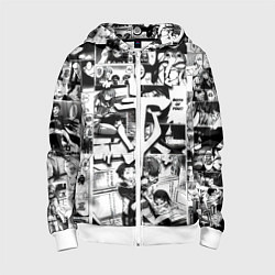 Толстовка на молнии детская Doom anime black, цвет: 3D-белый