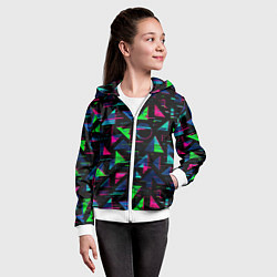 Толстовка на молнии детская Геометрия глитч, цвет: 3D-белый — фото 2
