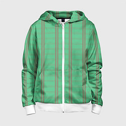 Детская толстовка на молнии Color green cage brown stripes