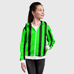 Толстовка на молнии детская Color black and green stripes, цвет: 3D-белый — фото 2
