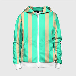 Толстовка на молнии детская Color blue beige stripes, цвет: 3D-белый