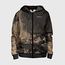Толстовка на молнии детская Dream on тёмно-коричневый, цвет: 3D-черный