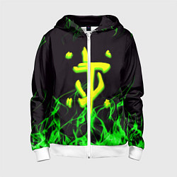 Толстовка на молнии детская Doom кислотное лого, цвет: 3D-белый