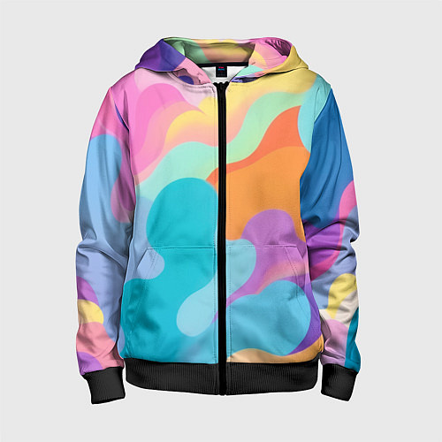 Детская толстовка на молнии Разноцветные красивые облака / 3D-Черный – фото 1