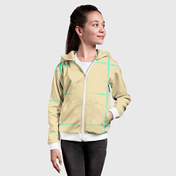 Толстовка на молнии детская Color beige green stripes, цвет: 3D-белый — фото 2