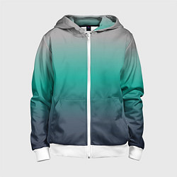 Детская толстовка на молнии Градиент серо-зеленый