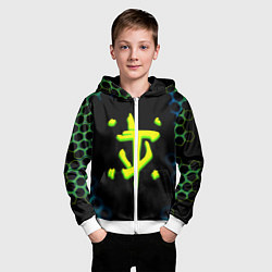 Толстовка на молнии детская Doom соты кислотное лого, цвет: 3D-белый — фото 2