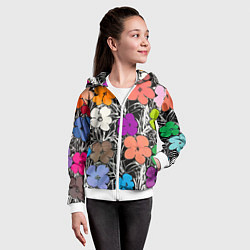 Толстовка на молнии детская Уорхол цветы флуоресцент поп-арт, цвет: 3D-белый — фото 2