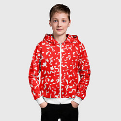 Толстовка на молнии детская Красный яркий камуфляж, цвет: 3D-белый — фото 2